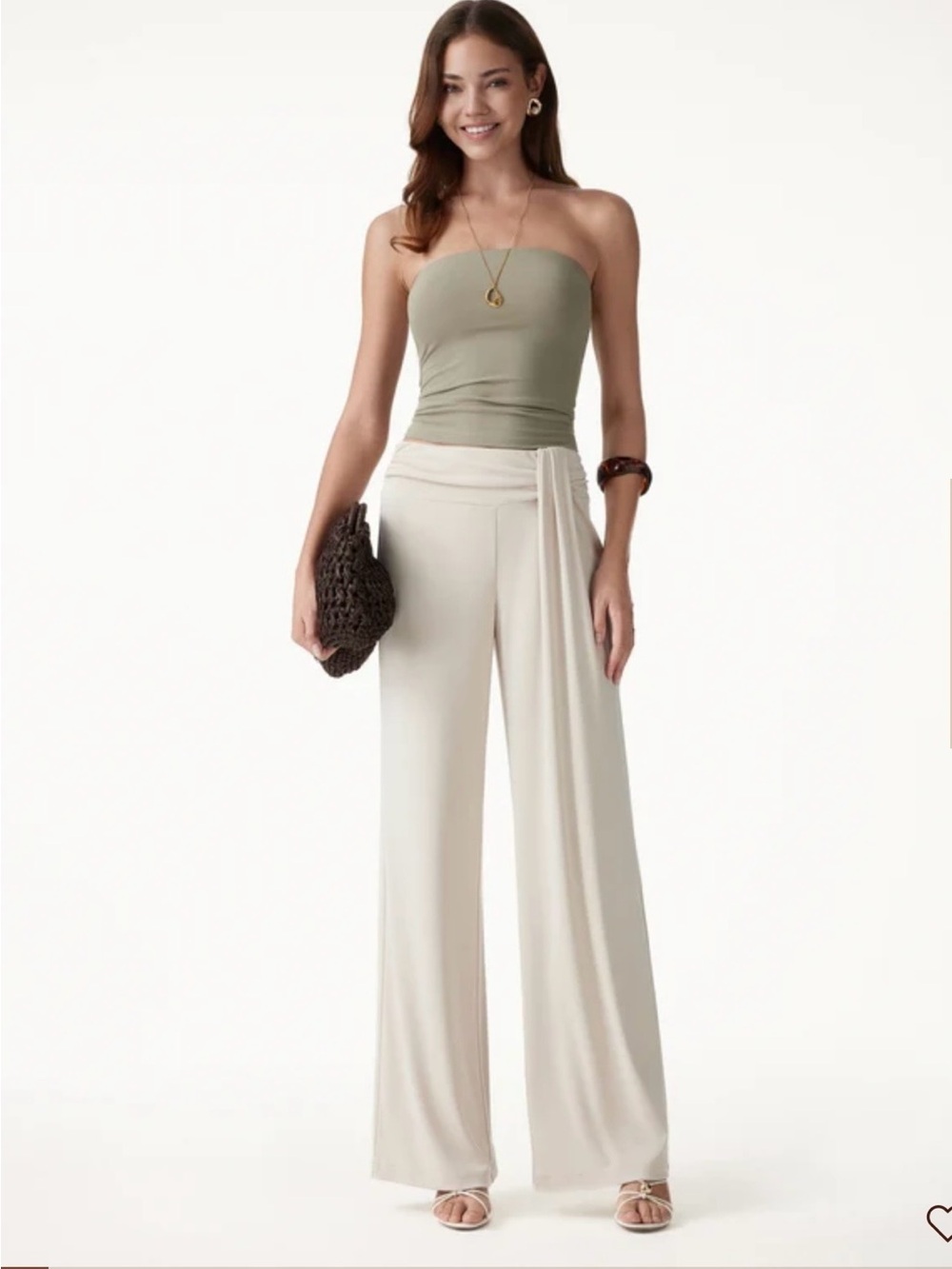 OGL Cream Wide-Leg Sash Pants